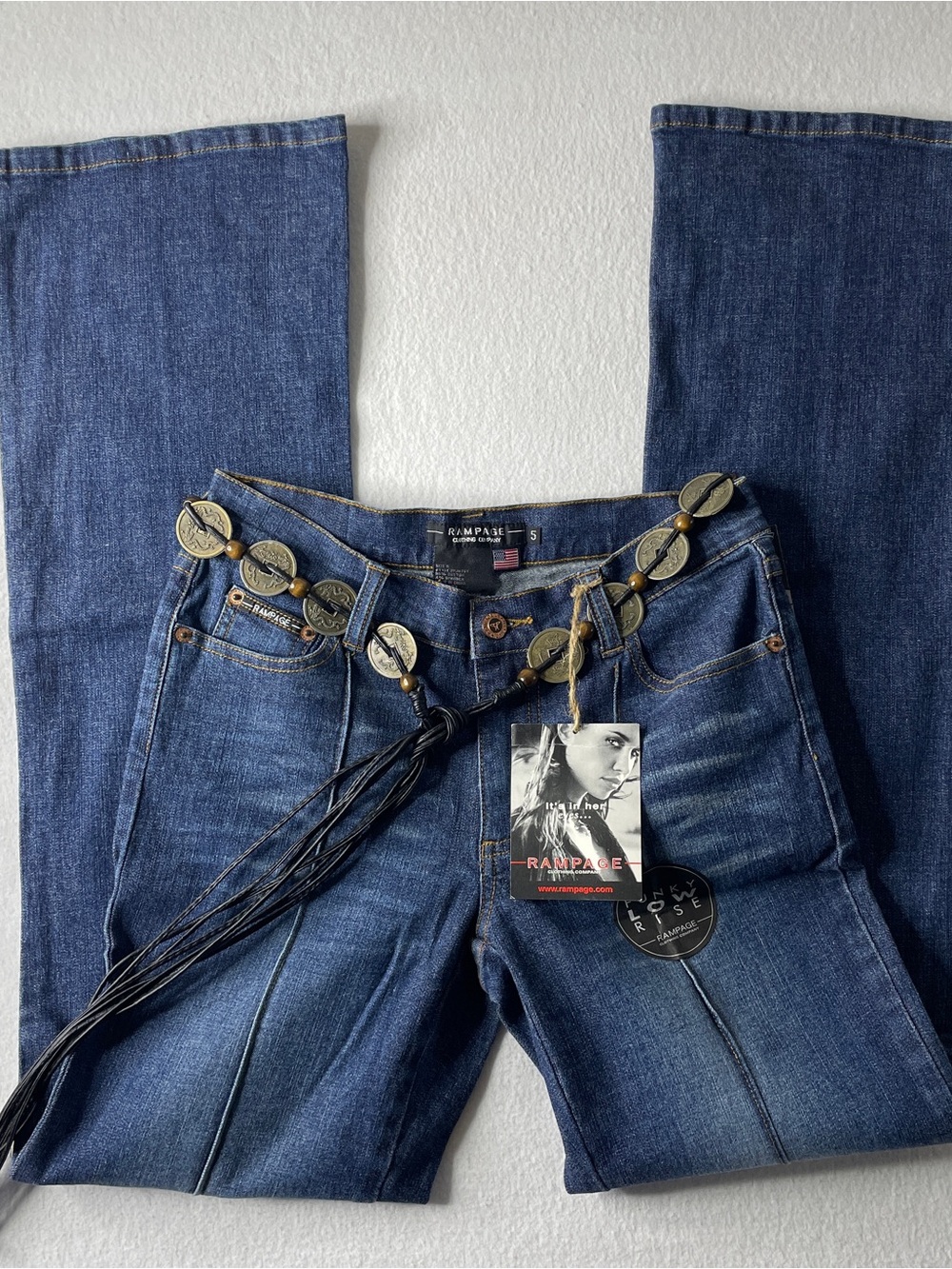 Rampage Jeans Women's 26 Low Rise Bootcut Indie Sleaze Boho Y2K Deadstock NWT